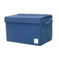 東洋ケース 収納ボックス ストレリアナチュレ L 幅43×奥行27×高さ27cm 蓋付き 布 折りたたみ ブルー ※2個以上から注文可能(販売価格は1個単位の価格)