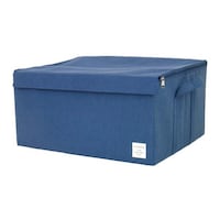 東洋ケース 収納ボックス ストレリアナチュレ LL 幅53×奥行43×高さ27cm 蓋付き 布 折りたたみ ブルー ※2個以上から注文可能(販売価格は1個単位の価格)