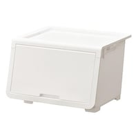 JEJアステージ 収納ケース フタ付き ロッキンポッド M 収納ボックス 前開き フラップボックス 日本製 ホワイト ※2個以上から注文可能(販売価格は1個単位の価格)