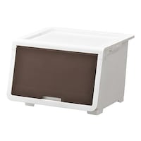 JEJアステージ 収納ケース フタ付き ロッキンポッド M 収納ボックス 前開き フラップボックス 日本製 ダークブラウン ※2個以上から注文可能(販売価格は1個単位の価格)