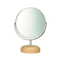 ミラー 高さ18.5cm 5インチ 卓上 両面 スタンドミラー 拡大鏡 木製 天然木 鏡 かがみ 化粧鏡 ナチュラル ※2個以上から注文可能(販売価格は1個単位の価格)