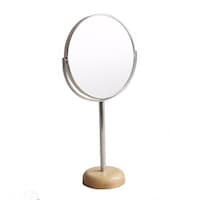 ミラー 高さ31.6cm 6インチ 卓上 両面 スタンドミラー 拡大鏡 木製 天然木 鏡 かがみ 化粧鏡 ナチュラル ※2個以上から注文可能(販売価格は1個単位の価格)