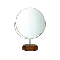 ミラー 高さ21.5cm 6インチ 卓上 両面 スタンドミラー 拡大鏡 木製 天然木 鏡 かがみ 化粧鏡 ブラウン ※2個以上から注文可能(販売価格は1個単位の価格)