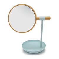 スタンドミラー 両面ミラー アクセサリートレー 拡大鏡 卓上 コスメ 収納 2WAY ミラー 鏡 かがみ ブルー ※2個以上から注文可能(販売価格は1個単位の価格)