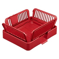 サンコープラスチック 水切りかご 水が流れる スタンド付き たためる水切り 流 縦型 ワインレッド ※2個以上から注文可能(販売価格は1個単位の価格)