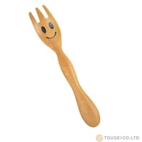 籐芸 フォーク 14cm キッズフォーク ニコニコ&ウィンク 木製 サオ 籐芸 ニコニコ ※5個以上から注文可能(販売価格は1個単位の価格)