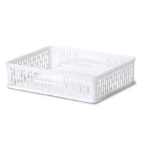 サンコープラスチック バスケット A4サイズ 幅31.7×奥行24.9×高さ7.6cm eラック 収納 収納バスケット ホワイト ※6個以上から注文可能(販売価格は1個単位の価格)