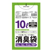 ハウスホールド ゴミ袋 消臭袋 10L 50x45cm 厚さ0.025mm 10枚入り 半透明 緑 ※16個以上から注文可能(販売価格は1個単位の価格)