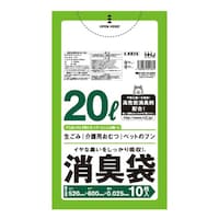 ハウスホールド ゴミ袋 消臭袋 20L 60x52cm 厚さ0.025mm 10枚入り 半透明 緑 ※12個以上から注文可能(販売価格は1個単位の価格)