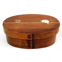 かのりゅう お弁当箱 曲げわっぱ 400ml 漆塗 シルクデザイン 結び 動物 ネコ