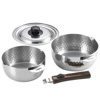 EAトCO 雪平鍋4点セット 16cm 18cm IH対応 蓋付き 着脱式ハンドル付き ステンレス製 日本製