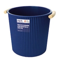 八幡化成 ゴミ箱 5L フタなし ウェイビー くず入れ 丸型 ネイビー ※4個以上から注文可能(販売価格は1個単位の価格)