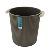 八幡化成 ゴミ箱 9L フタなし ウェイビー くず入れ 丸型 ブラウン ※3個以上から注文可能(販売価格は1個単位の価格)