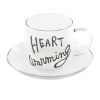 ケーアイ カップ&ソーサー 250ml HEART Warming 耐熱ガラス ブラック ※2個以上から注文可能(販売価格は1個単位の価格)