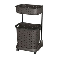 JEJアステージ ランドリーバスケット レクエア 2段 ダークブラウン ※2個以上から注文可能(販売価格は1個単位の価格)