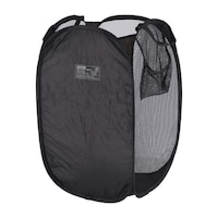 不二貿易 ランドリーバスケット 折りたたみ スクエア ブラック ※6個以上から注文可能(販売価格は1個単位の価格)