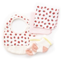 ウェーブ ギフトセット スタイ ハンカチ 2枚 靴下 1足 フルーツ 出産祝い イチゴ