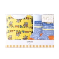 ウェーブ ギフトセット こぐまちゃん ソックスギフトBOX スタイ ハンカチ 2枚 靴下 出産祝い イエロー