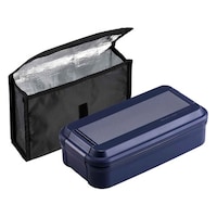 オーエスケー お弁当箱 メタリックスタイル 850ml 1段 保冷ケース付き ネイビー ※2個以上から注文可能(販売価格は1個単位の価格)