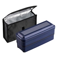 オーエスケー お弁当箱 メタリックスタイル 850ml 2段 保冷ケース付き ネイビー ※2個以上から注文可能(販売価格は1個単位の価格)