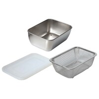 下村企販 角型バット&ザルセット シリコンフタ付き ステンレス製 日本製 ※2個以上から注文可能(販売価格は1個単位の価格)