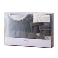 ウェーブ ギフトセット ソックスギフトBOX やさしいガーゼ 出産祝い サックス