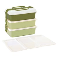 サンコープラスチック お重 3段 ファミリーパック 5400ml グリーン ※2個以上から注文可能(販売価格は1個単位の価格)
