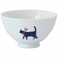 ワールド・クリエイト 飯碗 11.5cm 気まま猫 藍花 陶器 波佐見焼 赤 ※3個以上から注文可能(販売価格は1個単位の価格)