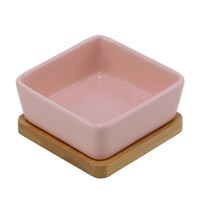 ルークラン フードボウル ループ ディッシュ ピッコロ 陶器 犬 猫 ペット ライトピンク ※3個以上から注文可能(販売価格は1個単位の価格)