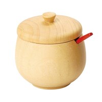 ヤマコー 薬味入れ 木製 蓋付き スプーン付き 蓋付丸型薬味入 ナチュラル ※2個以上から注文可能(販売価格は1個単位の価格)