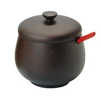 ヤマコー 薬味入れ 木製 蓋付き スプーン付き 蓋付丸型薬味入 ダークブラウン ※2個以上から注文可能(販売価格は1個単位の価格)