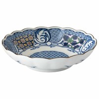 ミヤザキ食器 深皿 21cm プレート 藍染小紋 磁器 青格子 ※3個以上から注文可能(販売価格は1個単位の価格)