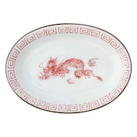 ミヤザキ食器 餃子皿 19.5cm レトロ中華 磁器 赤 ※3個以上から注文可能(販売価格は1個単位の価格)