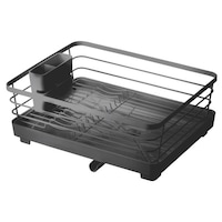 アスベル 水切りラック ポゼ 水が流れるトレー付水切り ワイド Wコーティング ブラック ※2個以上から注文可能(販売価格は1個単位の価格)