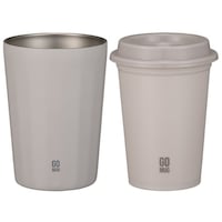 シービージャパン コンビニカップ フタ付き M GOMUG QAHWA 保温 保冷 ステンレス アイボリー ※2個以上から注文可能(販売価格は1個単位の価格)