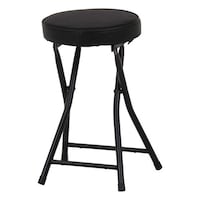 不二貿易 折りたたみ椅子 スツール 座面高49.5cm 合皮クッション座面 ブラックフレーム ブラック