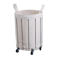 アビテ バスケット ワイヤーファブリック ラウンドカート キャスター付き かご アイボリー