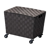 ちどり産業 収納ボックス PPバスケット ふた付き キャスター付き 幅38×奥行26×高さ25cm ダークブラウン ※2個以上から注文可能(販売価格は1個単位の価格)