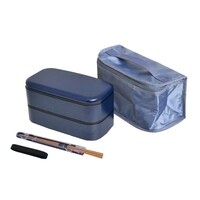 逸品社 弁当箱 1000ml 2段 メンズデイリープラス ランチ4Pセット ネイビー