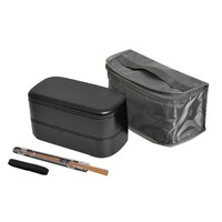 逸品社 弁当箱 1000ml 2段 メンズデイリープラス ランチ4Pセット ブラック