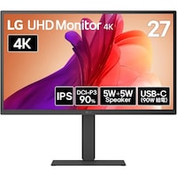 LG 27インチ ワイド液晶ディスプレイ(3840x2160/IPS/アンチグレア/HDMIx2/DP/TypeC(PD90W)/スピーカー/スイベル/高さ調整/ピボット/3年保証)