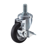 ハンマーキャスター ねじ込み式 旋回式ゴムキャスター 100mm ストッパー付 413SAR100 413SAR100 1個