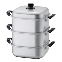 アカオアルミ アルマイト角型蒸器 26cm 二重 62643984 1個