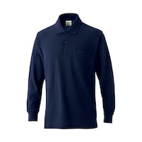 マスダ VP902 綿混長袖ポケ付ポロ ネイビー