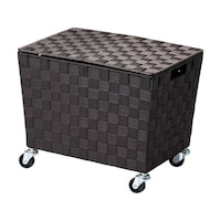 ちどり産業 収納ボックス PPバスケット ふた付き キャスター付き 幅38×奥行26×高さ25cm ダークブラウン ※2個以上から注文可能(販売価格は1個単位の価格)