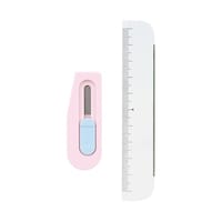 プラス チームデミ カッター+ルーラー もも 31464 31464 1セット