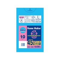 ハウスホールド ゴミ袋 45L 80×65cm 厚さ0.03mm 10枚入 青 KL41 KL41 1袋