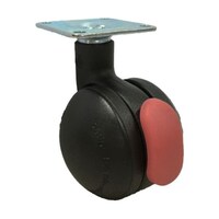 サムソンキャスター デザイン双輪キャスター「Bola」黒 プレート 自在ストッパー付 BOLAPS50BK BOLAPS50BK 1個