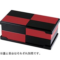 福井クラフト 8.5寸 長角システムオードブル 蓋 黒朱市松/裏黒 21003710 21003710 1個