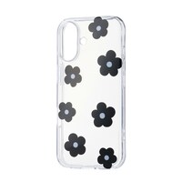 エレコム iPhone 17 ケース ソフト 衝撃吸収 花柄デザイン 黒
